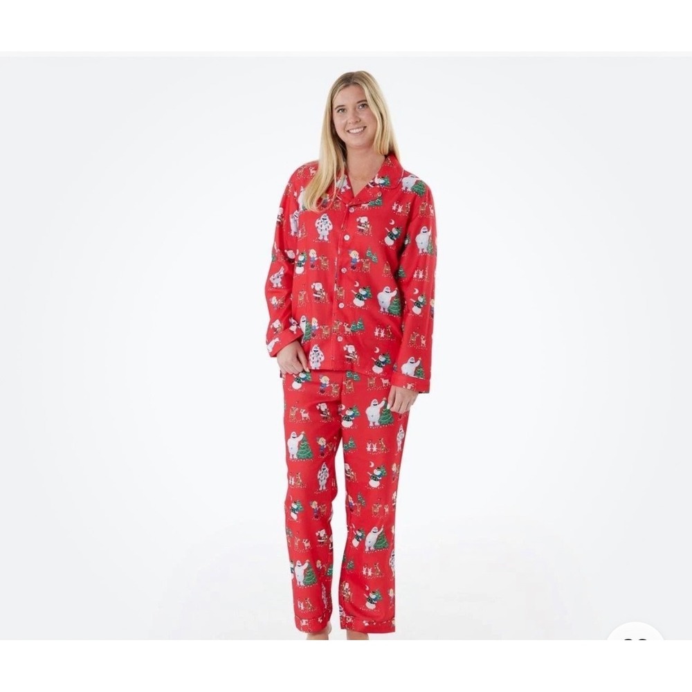 Pottery Barn Kids Rudolph Red-Nosed Reindeer Pajamas Set Red Organic Cotton L